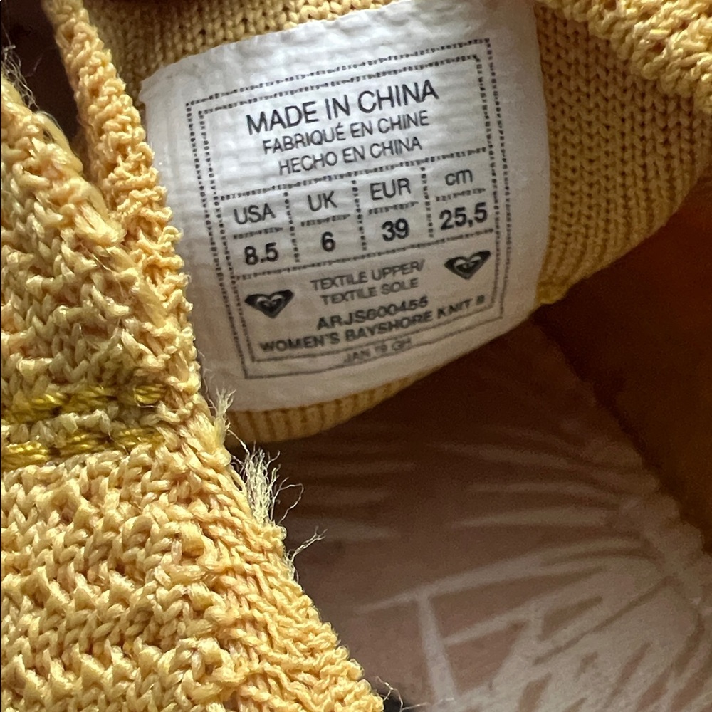 Roxy Bayshore Knit III Mustard Yellow Slip On Sneakers Size 8.5 - Picture 8 of 8
